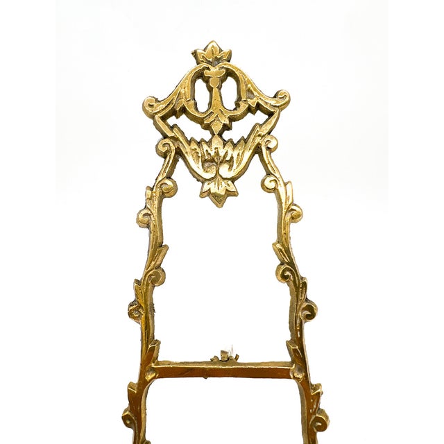 Late 20th Century Vintage Ornate Floral Brass Display Easel — Rococo Revival / Hollywood Regency / French Traditional For Sale - Image 5 of 9