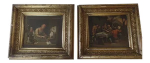 19th Century Dutch Genre Oil Paintings, Framed - a Pair