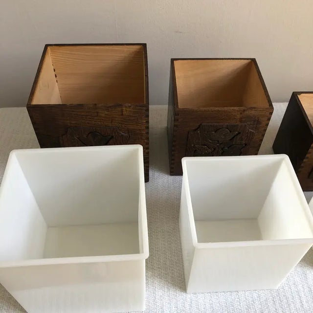 1976 Sears Roebuck & Co. Carved Wood Kitchen Canisters- Set of 4 For Sale - Image 11 of 12