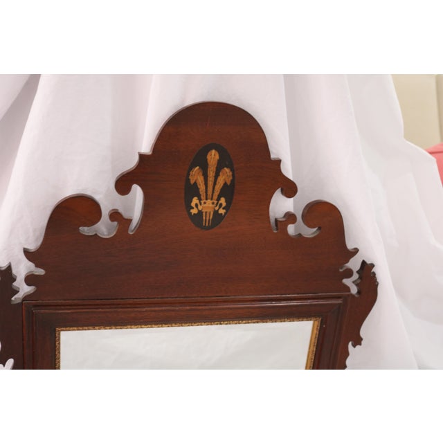 English Mahogany Chippendale Mirror Crowned With Prince of Wales Feathers