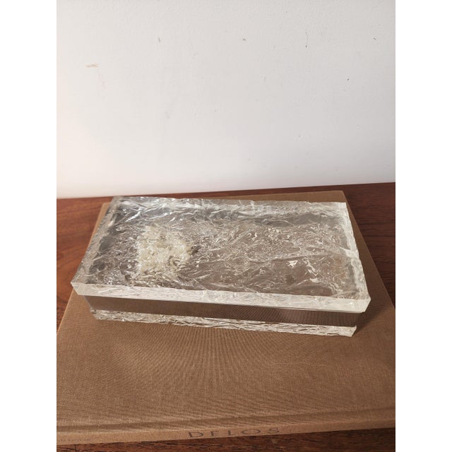 Willy Rizzo Style Lucite Ice Box, Mid Century Modern Lucite Chrome Decorative Box, Hollywood Regency Jewelry Box, Vintage Modernist Desk Box For Sale - Image 16 of 18