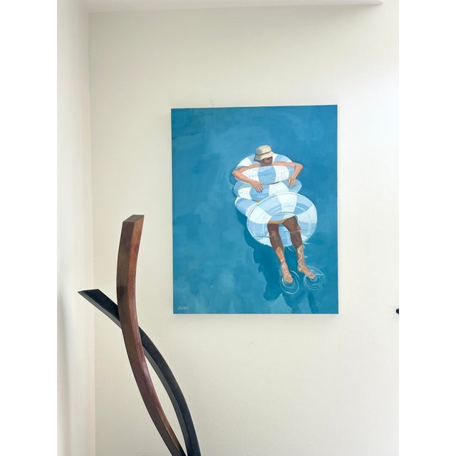 Figurative "Pool Boy" Original Modern Oil Painting, by Jennifer Hohlfelder For Sale - Image 3 of 9