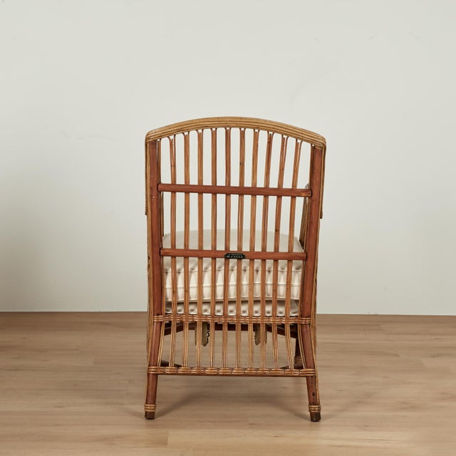 French Art Deco Rattan Pair of Armchairs For Sale - Image 13 of 16
