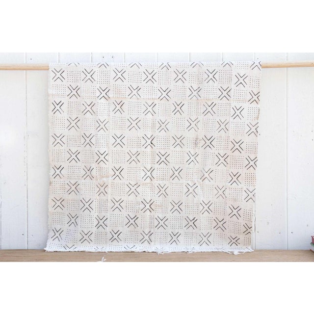 Tribal White Mali Tribal Mudcloth Throw For Sale - Image 3 of 7