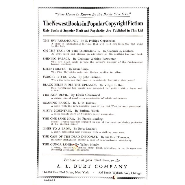 1930s "The Fair Devil" 1931 Greenwood, Edwin For Sale - Image 5 of 6