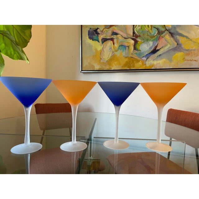 Vintage Frosted Martini Glasses - Set of 4 For Sale - Image 4 of 9
