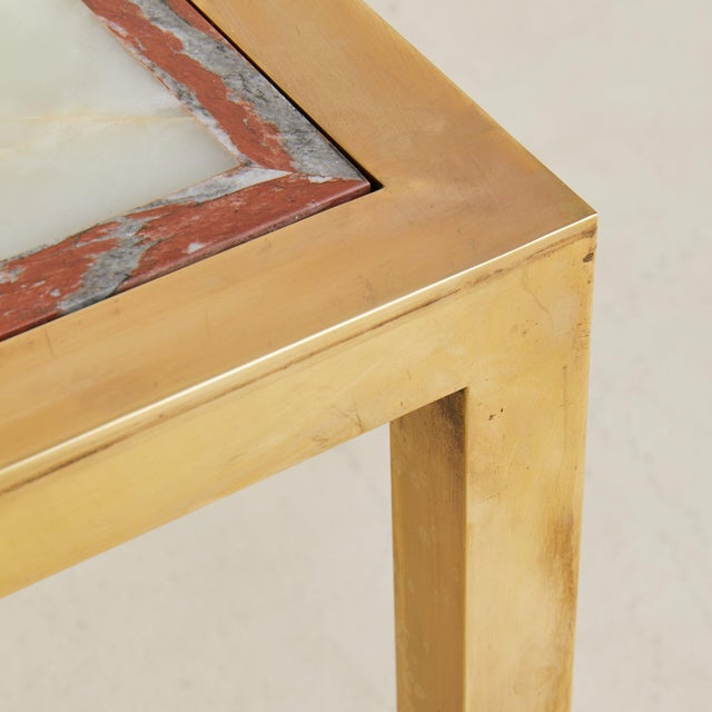 Late 20th Century Square Onyx + Brass Coffee Table, 1970s For Sale - Image 5 of 8