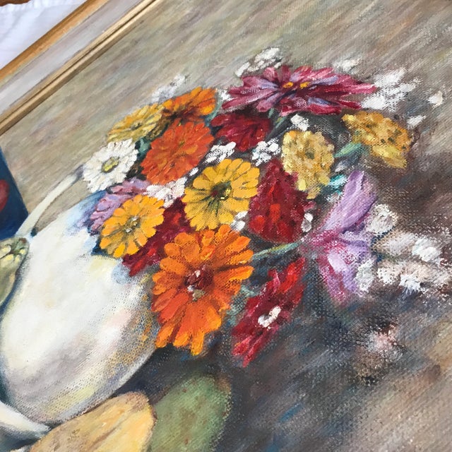 Oil on Masonite Titled “Fruit and Flowers” by Thomas C. Stevenson For Sale - Image 12 of 13