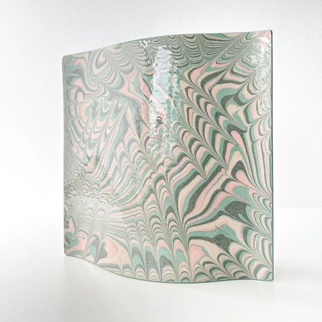 Teal John Bergen Postmodern Marbled Glaze Vase For Sale - Image 8 of 12