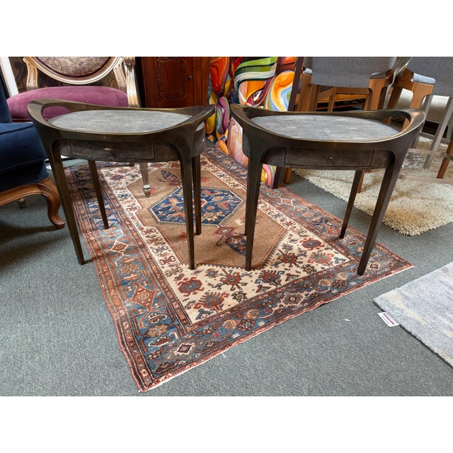 R & Y Augousti R & Y Augousti Black Shagreen Side Tables, Pair For Sale - Image 4 of 12