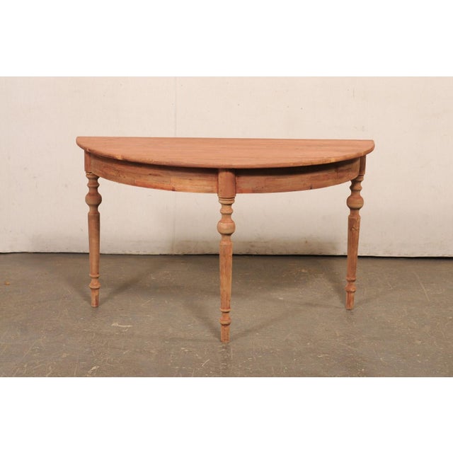 Mid-Century Modern Early 20th Century Swedish Dusty-Red Demi-Lune Table For Sale - Image 3 of 11