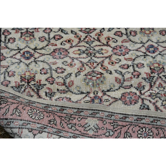 Textile 1980s Turkish Beige Floral Oushak Rug For Sale - Image 7 of 13