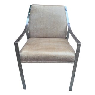 Mid 20th Century Modern Christophe Pillet for Holly Hunt Aileron Chair Newly Reupholstered in Holly Hunt Tan Embossed Snake Skin Leather For Sale