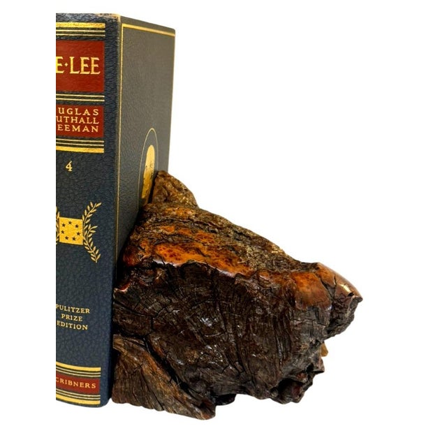 Contemporary Vintage Burl Wood Bookends Pair Live Edge Organic Modern Rustic MCM Heavy For Sale - Image 3 of 10