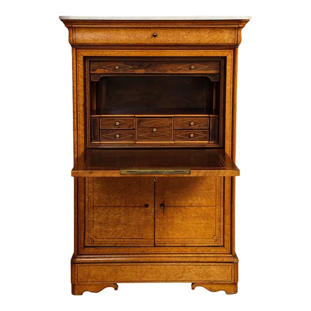 19th-Century Walnut Secretaire Abattant For Sale