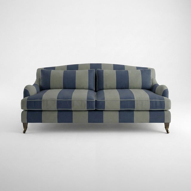 Not Yet Made - Made To Order Sophie Conran Felix 3 Seater Sofa in Woodland Navy/Olive Wide Stripes For Sale - Image 5 of 5
