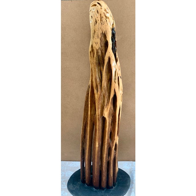 Kenzi Shiokava Late 20th Century Large 47" Signed Hand-Carved Wood Organic Brutalist Totemic Sculpture For Sale - Image 12 of 12