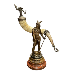 Late 19th Century 19th Century French Bronze Sculpture Of Viking With Battle Axe