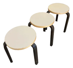 A Set of 3 Italian Bentwood Stools by Alvar Aalto for Armtek, Circa 2017. The “E60” Model.