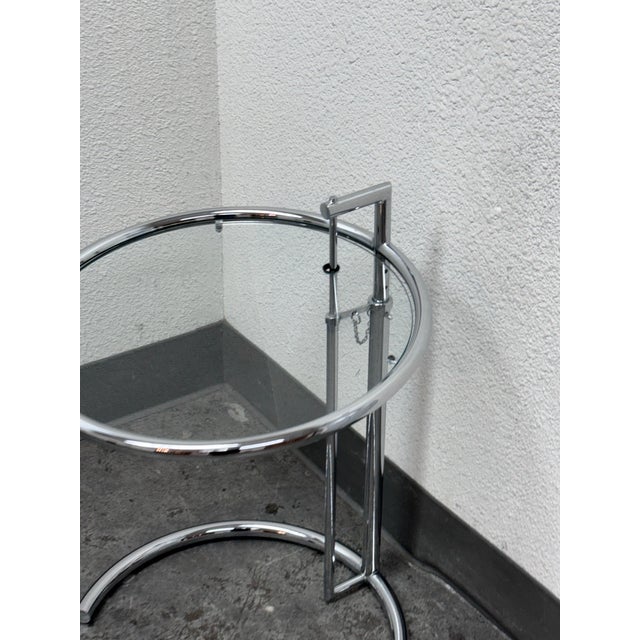 Chrome Alivar Eileen Grey Style Chrome + Glass Side Table For Sale - Image 8 of 12