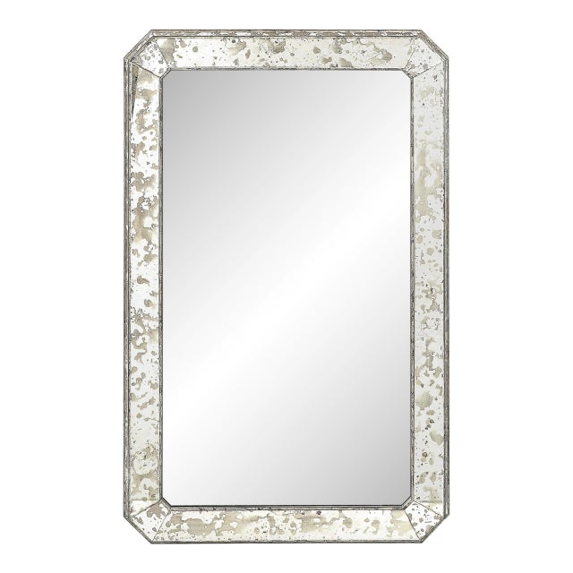 Mid-Century Modernist Minimal Mirror With Antiqued Border For Sale