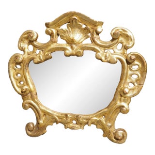 18th Century Italian Baroque Giltwood Cartouche Mirror, C. 1750 For Sale