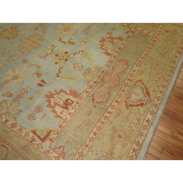 Antique Zabihi Collection Blue Turkish Oushak Rug - 9'8" x 13'4" For Sale In New York - Image 6 of 10