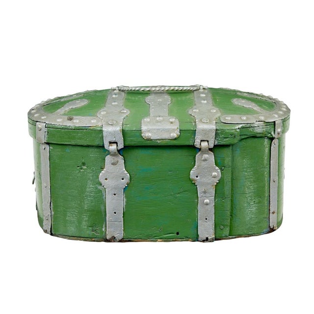 Mid 19th Century Swedish Green Painted Shaped Strong Box, 1850 For Sale - Image 5 of 6