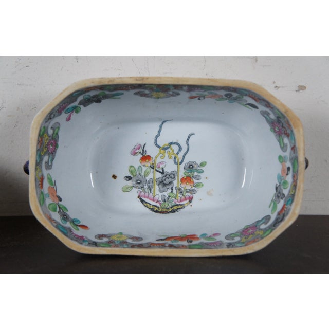 1825 Antique Stephan Folch Bamboo & Basket Hand-Painted Ironstone China Set - 18 Pieces For Sale - Image 4 of 13