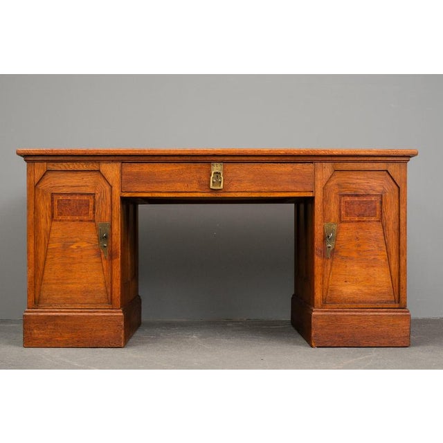 Brown Art Nouveau Desk in Oak, Early 20th Century For Sale - Image 8 of 18