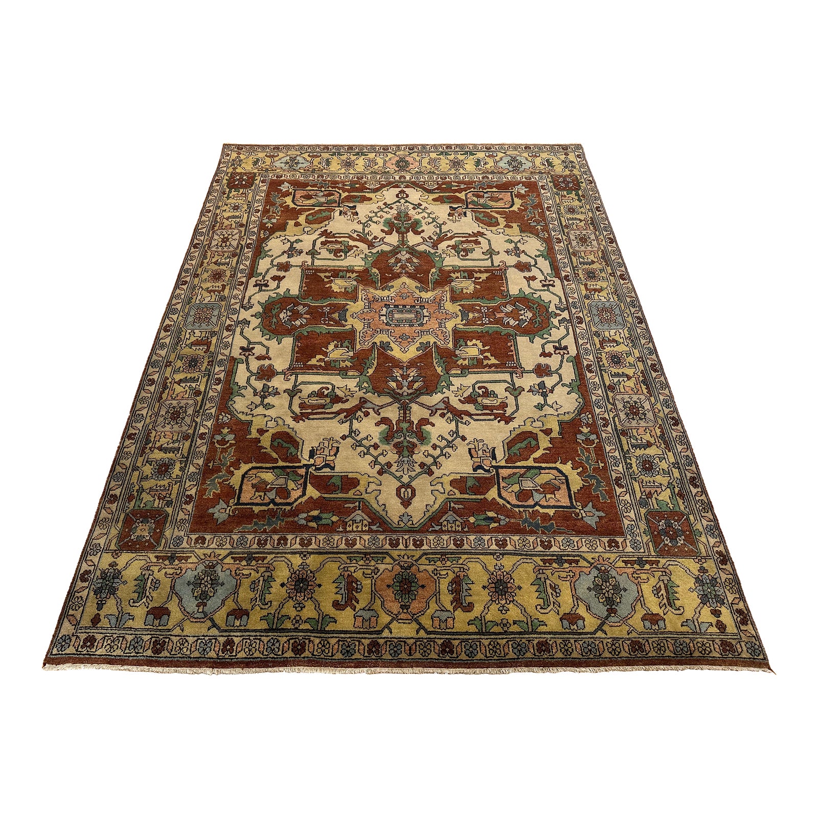Heriz Serapi Hand Knotted Rustic Rug for Bedroom 9x12 | Chairish