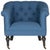 Wood Tufted Club Chair in Steel Blue & Black For Sale - Image 7 of 7