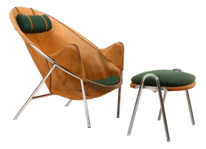 Bo-360 Chair and Footstool by Erik Ole Jørgensen for Bovirke, 1953, Set of 2
