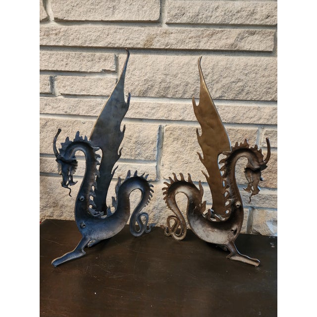 1990s Pair of Bronze Dragon Sculptures Left and Right Facing For Sale In Seattle - Image 6 of 8