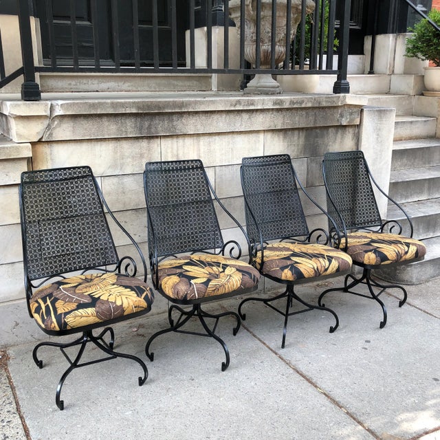 Mid-Century Wrought Iron Swivel Chairs - Set of 4 For Sale - Image 12 of 13