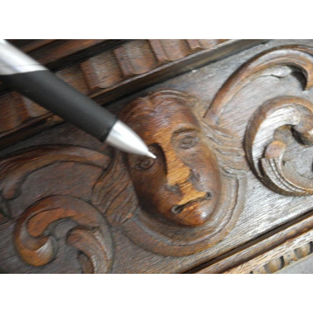 Wood Vintage Art Deco Eagle Ornate Desk, 1920s For Sale - Image 7 of 18