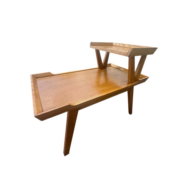 1950s Mid Century Modern Rare 1952 Lane Alta Vista Style No. 47 Two-Tier Oak End Tables – Pair For Sale - Image 5 of 12