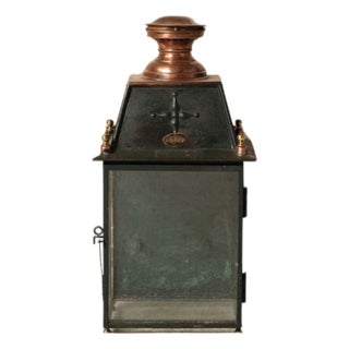 19th Century French Iron Gas Green Lantern For Sale