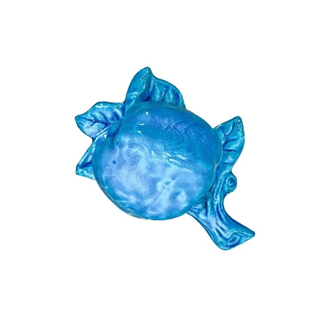 Blue Vintage French Turquoise Majolica Squash Wall Plaque For Sale - Image 8 of 9