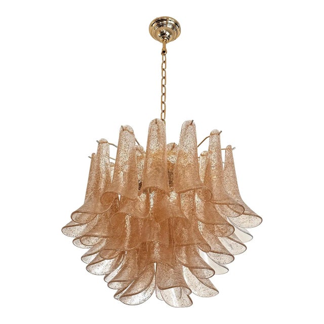 Clear and Gold Petali-Selle Murano Glass Chandelier by Simoeng For Sale - Image 9 of 9