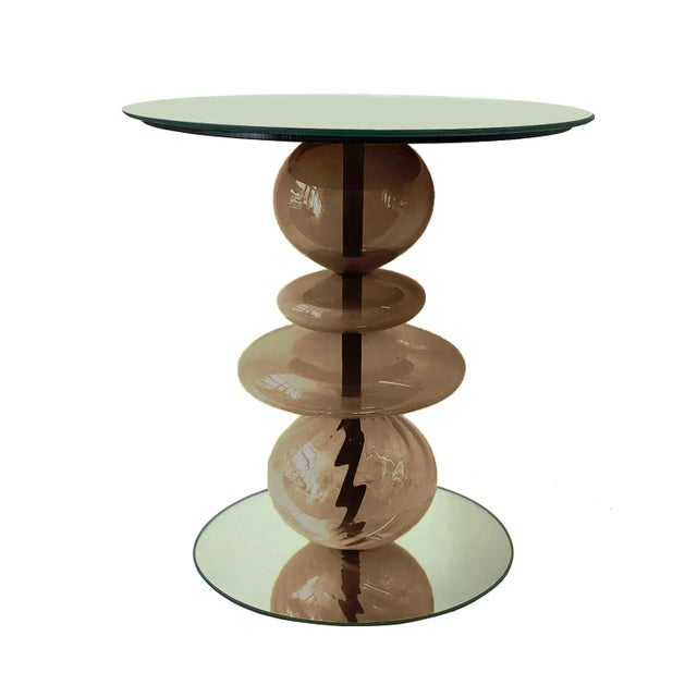Modern Abacus Glass Accent Table by the Drawing Room Atl in Finish Sepia - Size: Standard - Modern Side Table in Neutral Brown Glass For Sale - Image 3 of 4