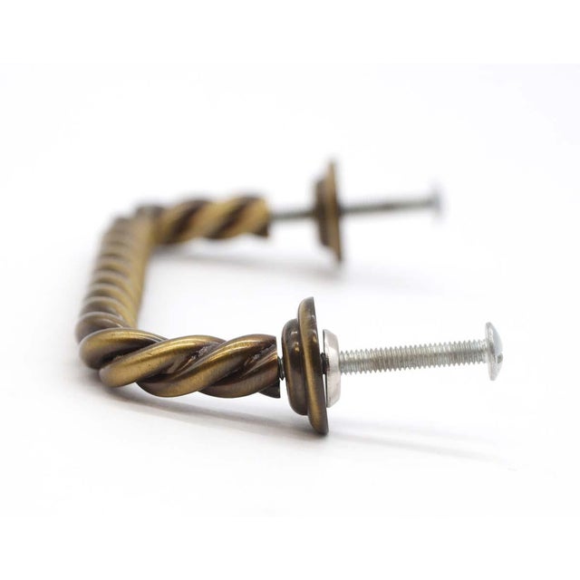 Late 20th Century Set of 4 Vintage Lacquered Brass Braided Bridge Drawer Pulls For Sale - Image 5 of 7