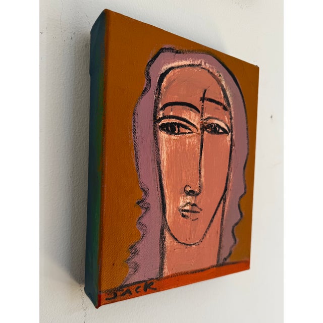 Portraiture "Woman With Curly Hair", Original Painting by Rebecca Jack For Sale - Image 3 of 3