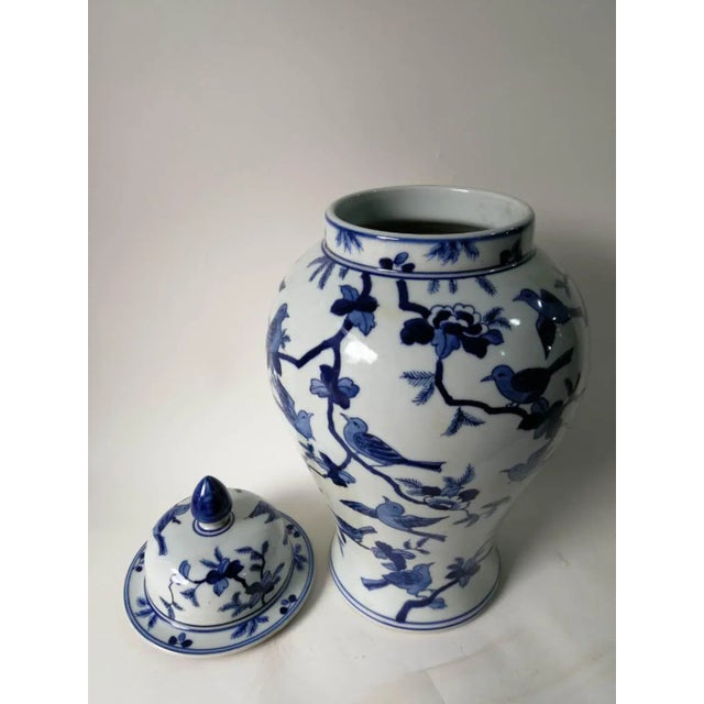 Ceramic Chinese Blue and White Decorative Porcelain Ginger Jar With Birds on Tree For Sale - Image 7 of 11