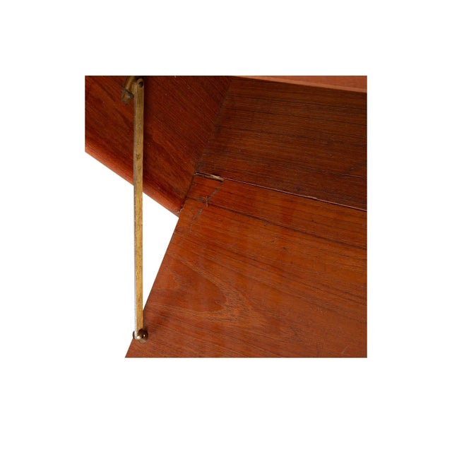 1970s Mid-Century Modern Teak Secretary Desk Vanity With Mirror For Sale - Image 9 of 11