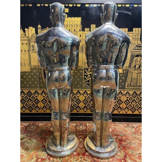 Oscar Statues in Chromed Metal, Set of 2 For Sale - Image 5 of 7
