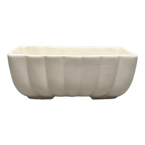Vintage White Hull Usa Ceramic Ribbed Planter F42