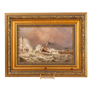 John Taylor Allerston (1828–1914), British — Paddle Steamer Entering Harbour, Signed & Dated 1888, Oil on Canvas