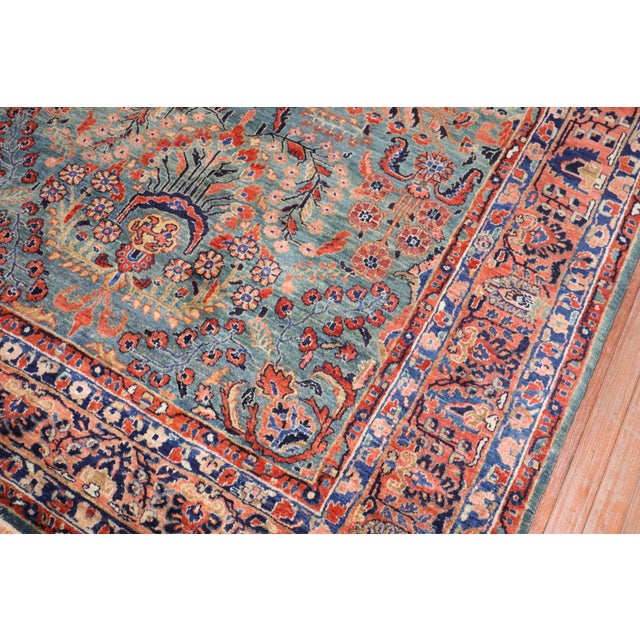 Antique Zabihi Collection Sarouk Rich Emerald Green Rug - 5'11" x 9'10" For Sale - Image 10 of 11