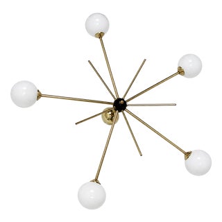 Brass and Glass Chandelier from Stilnovo, 1960s For Sale